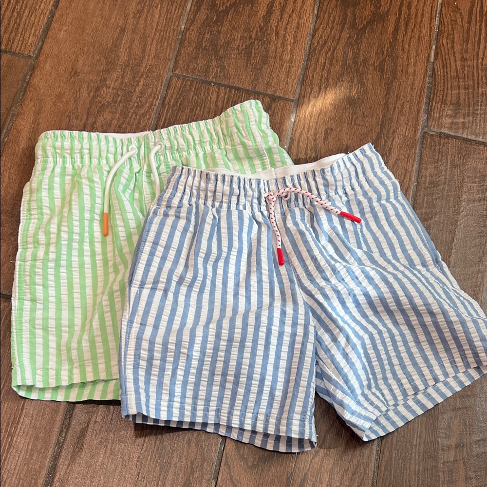 Boys Cat & Jack Striped Green and Blue Swim Trunks